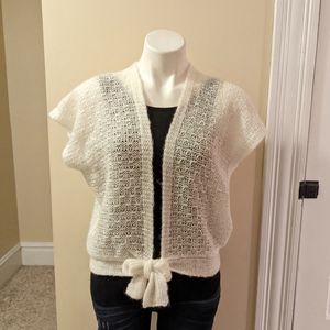 Vintage 50's Specialty House Fashions cream knit tie cardigan size small